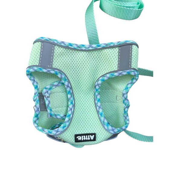 Mint Green Mesh Dog Harness With Adjustable Straps & Checkered Trim Size M - Picture 3 of 3